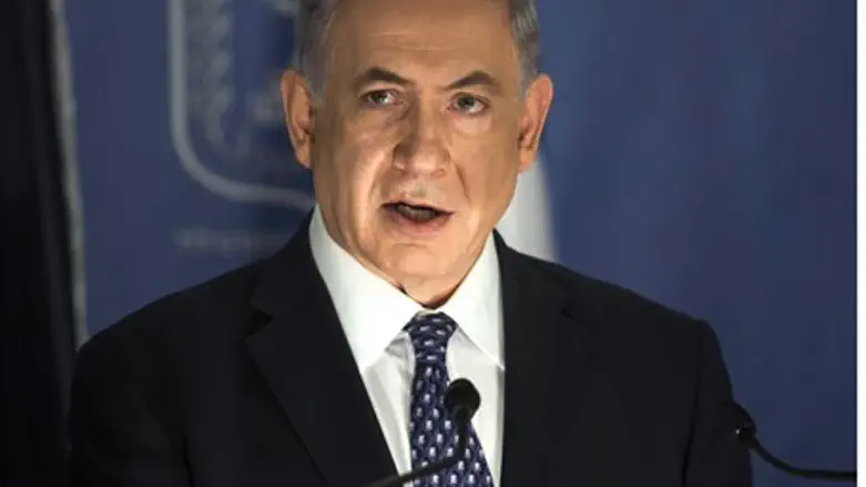 Prime Minister Netanyahu speaks during press