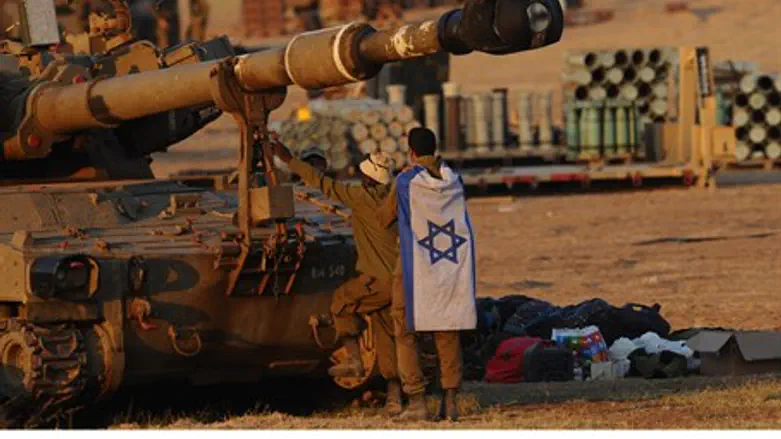 Israeli soldiers at the border with Gaza