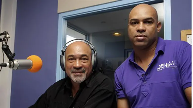 Guilty: Dino Bouterse (R) next to his father