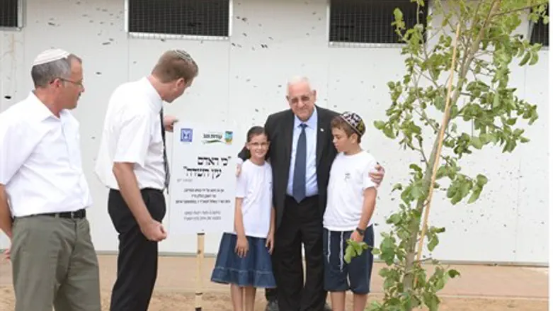 Rivlin planting a tree in the Negev 