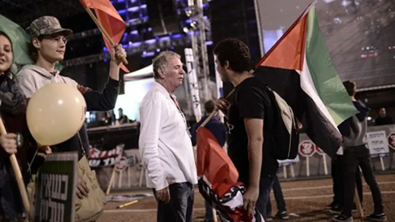 PLO flags waved at Rabin Memorial