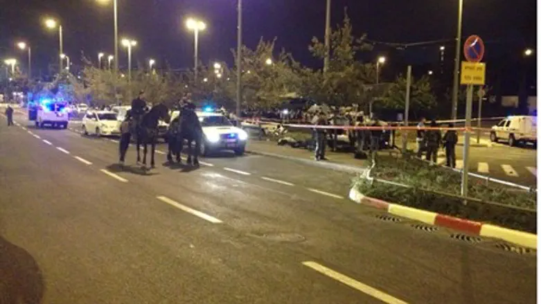 Место "автомобильного теракта" в Иерусалиме