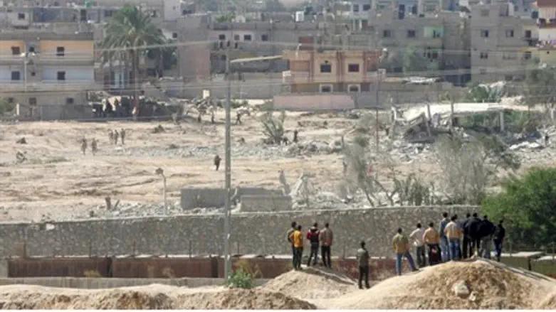 Egyptian security forces operate near the border with Gaza