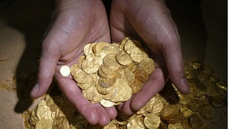 Some of the gold coins unearthed