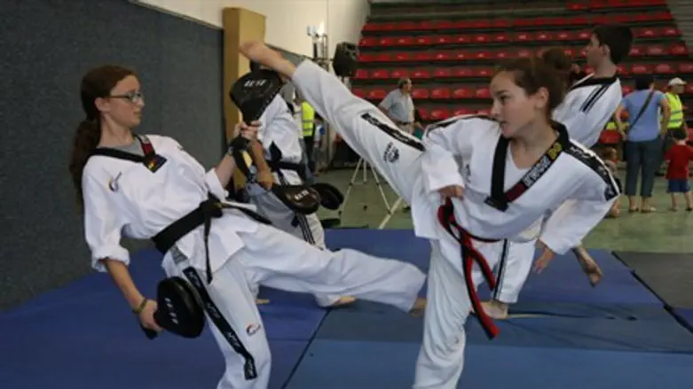 Girls learn martial arts (illustration)