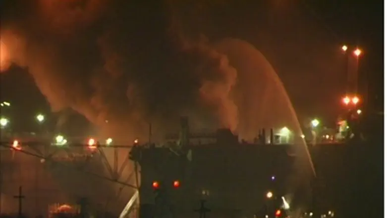 Firefighters battle blaze on Russian nuclear sub, 2011 (file)