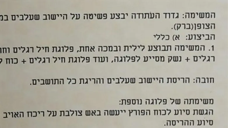 מתוך הפקודה המבצעית