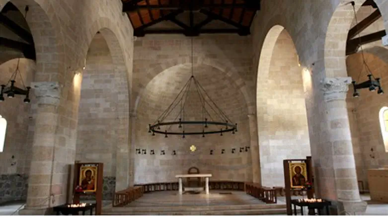 Interior of the Tabgha church, July 23, 2009 (Photo by Rishwanth Jayapaul/FLASH90)