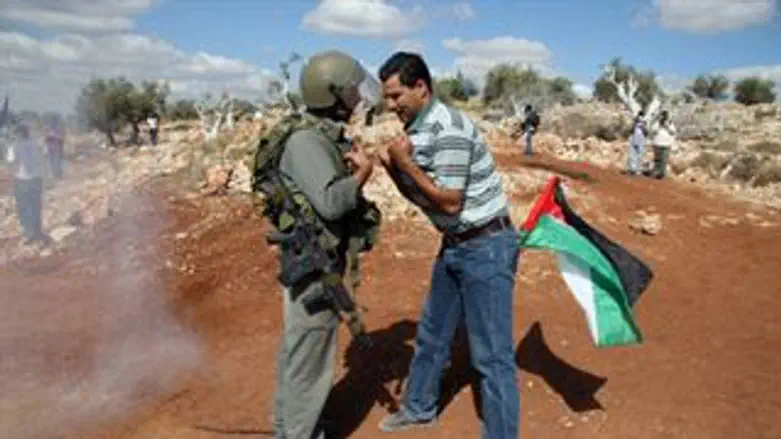 חייל ומפגין בנעלין