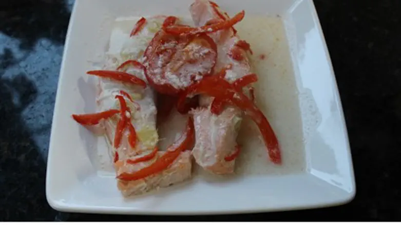 Aromatic Salmon Cooked in Coconut Milk