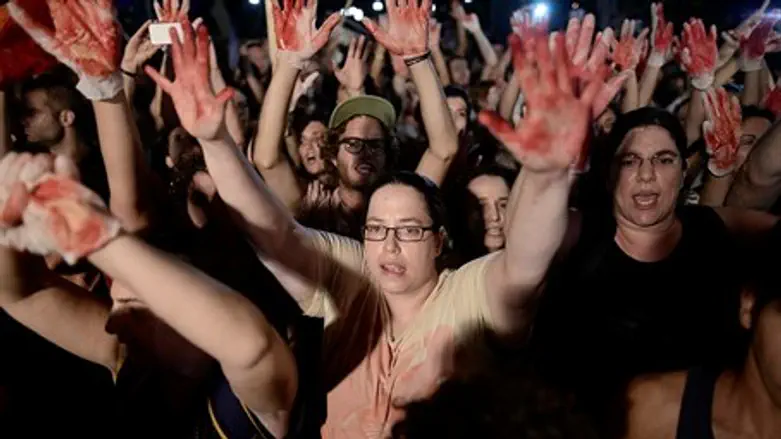 Gay rights protest after stabbings.