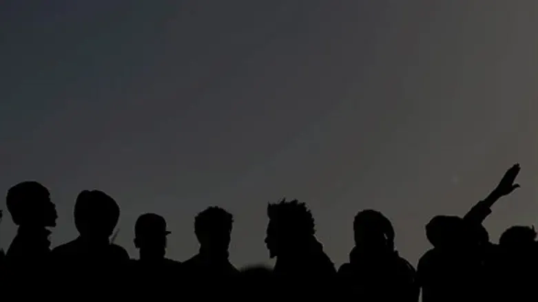 African illegals in leftist-organized protest, January 2014.