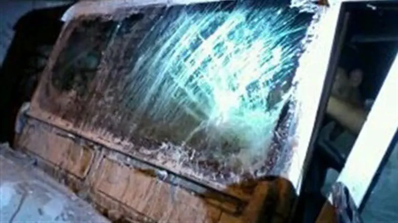 Jeep that was attacked in eastern Jerusalem