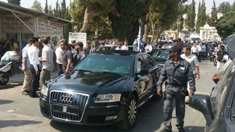President Rivlin's car leaving the funeral