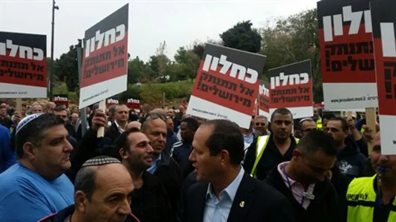 Mayor Nir Barkat at protest