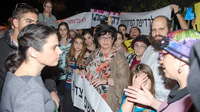 Ayelet Shaked with protesters