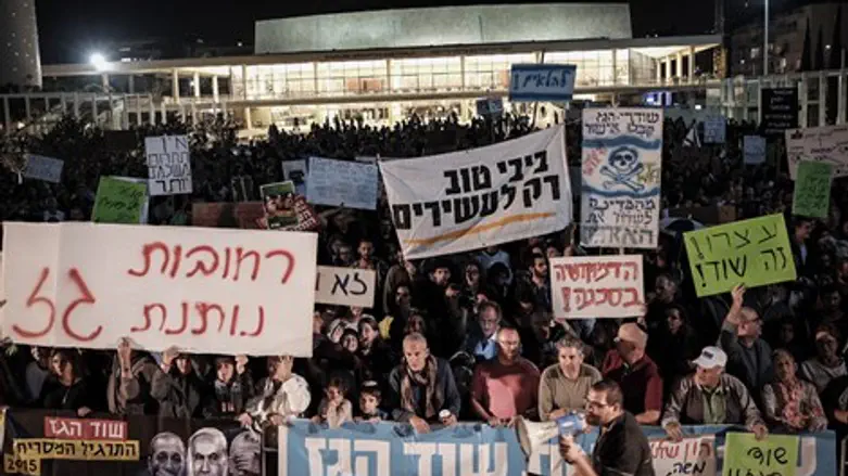 הימין הכלכלי פחות טהרני מהשמאל. הפגנה נגד מתווה הגז, השבוע בתל אביב