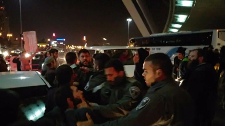 Police clash with protesters. last night