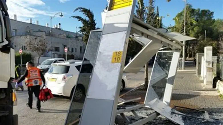 Destroyed bus stop