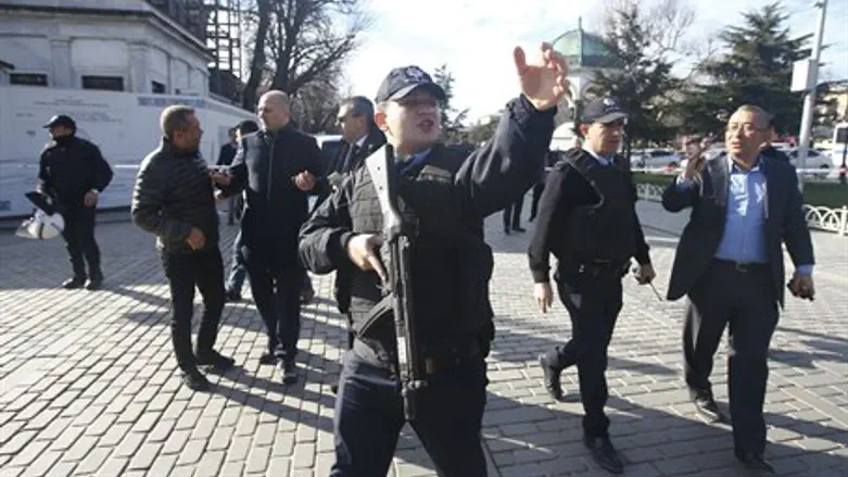 Turkish police secure scene of explosion