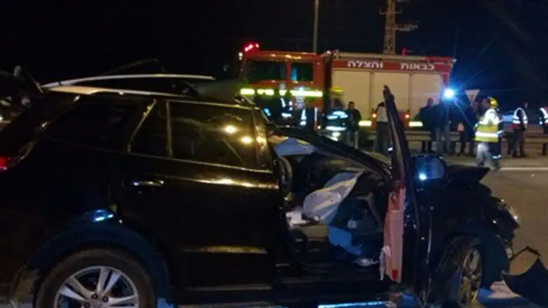 המכונית הפרטית שנפגעה בתאונה
