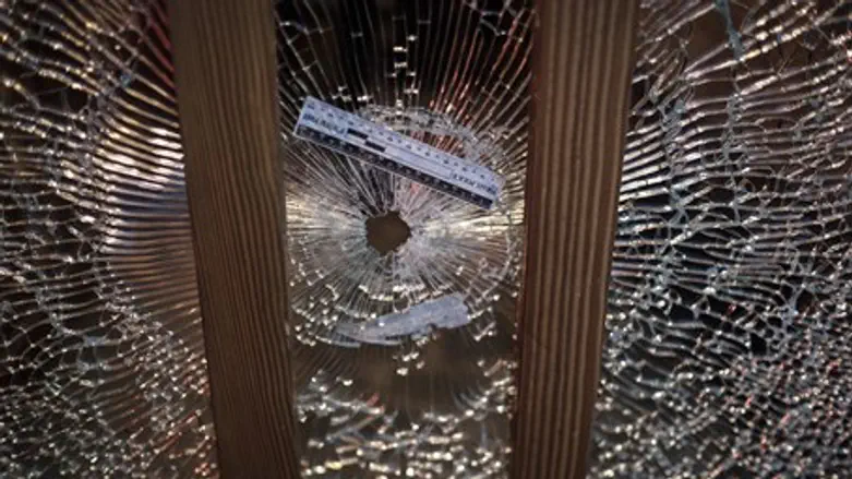 Bullet hole from Nashat Milhem's Tel Aviv shooting