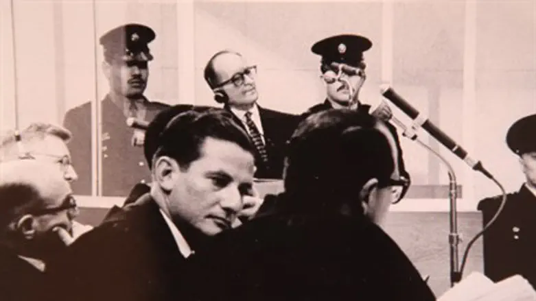 Gideon Hausner, Adolf Eichmann in background