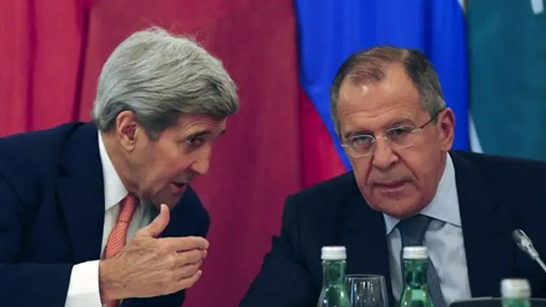 Kerry and Lavrov at meeting in Vienna on Syria