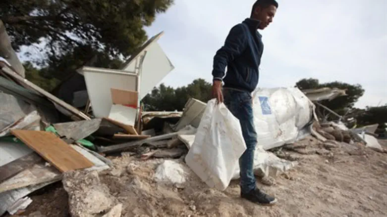 Illegal, EU-funded structure destroyed by IDF (file)