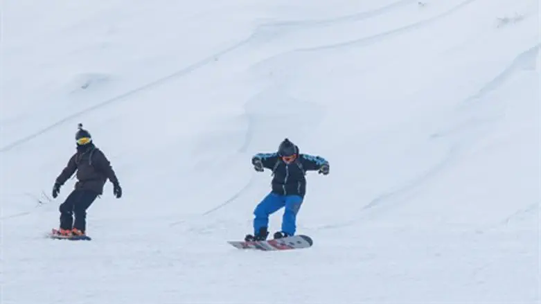 Snowboarding on Mount Hermon