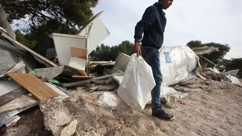 Illegal, EU-funded structure destroyed by IDF (file)