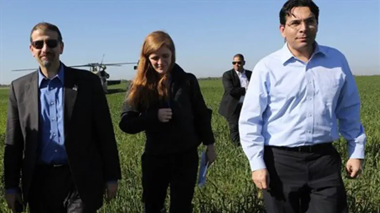 Ambassadors Samantha Power (C), Danny Danon (R) and Dan Shapiro