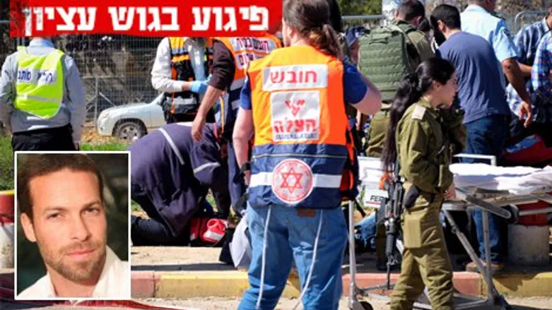 ההרוג: סרן אליאב גלמן. זירת הפיגוע בצומת הגוש