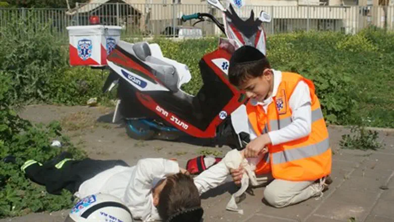 Dressing as medics for Purim