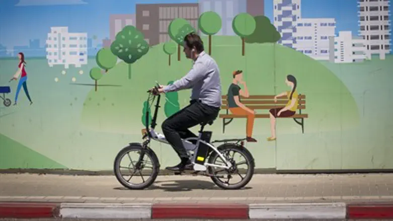 Man riding electric bike