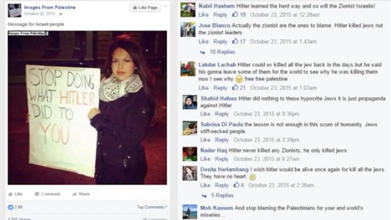 תגובות אנטישמיות לפוסט בפייסבוק