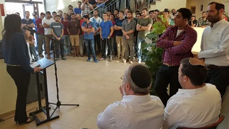 Ayelet Shaked speaks to Itamar high school students