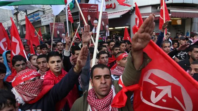 PFLP supporters do the Nazi salute (file)