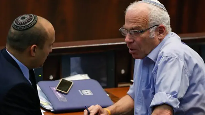 Naftali Bennett and Uri Ariel (file)
