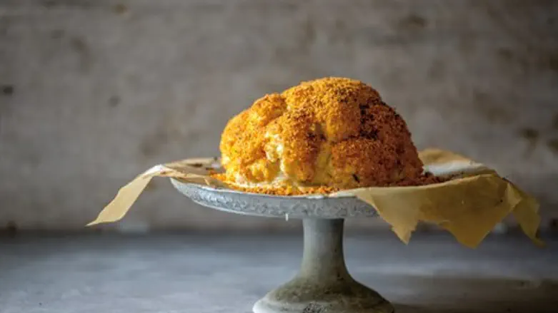 Cheese-filled cauliflower coated in breadcrumbs