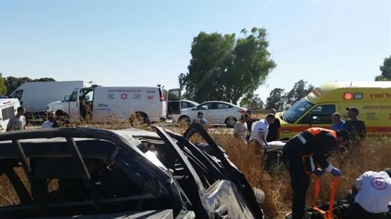 זירת התהפכות הרכב בדרום