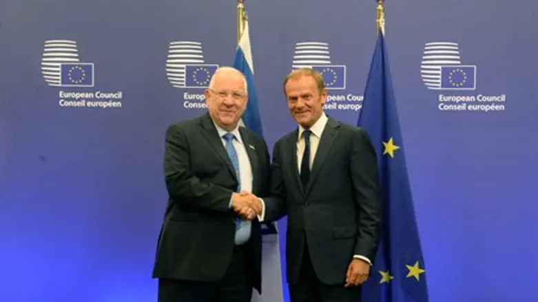 Presidents Reuven Rivlin and Donald Tusk in Brussels