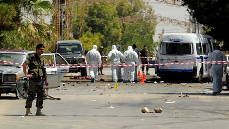 Site of suicide bomb attacks in Lebanese village of Qaa