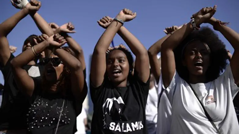 Ethiopian-Israeli protesters in Tel Aviv