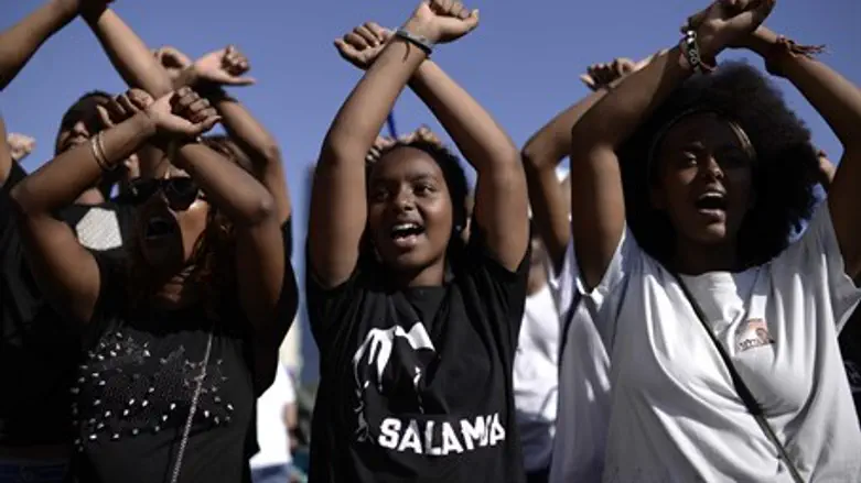 Ethiopian-Israeli protesters in Tel Aviv