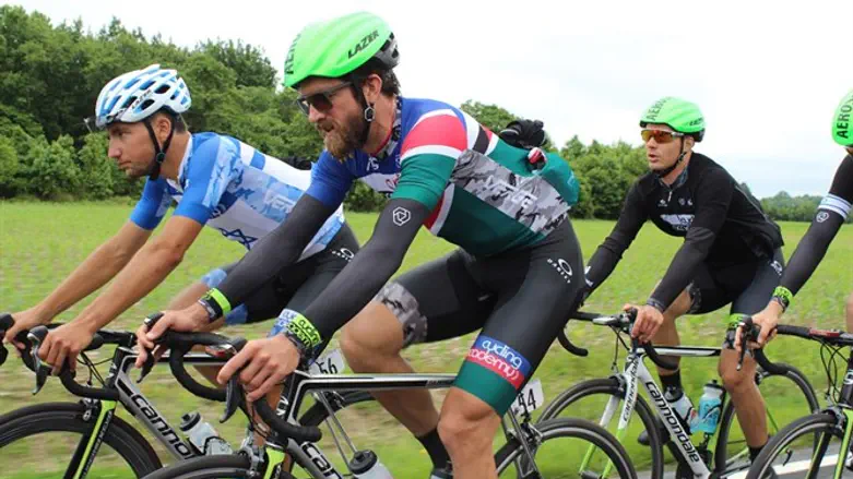 Dan Craven, foreground, riding on a training run in Delaware with Cycling Academy teammate