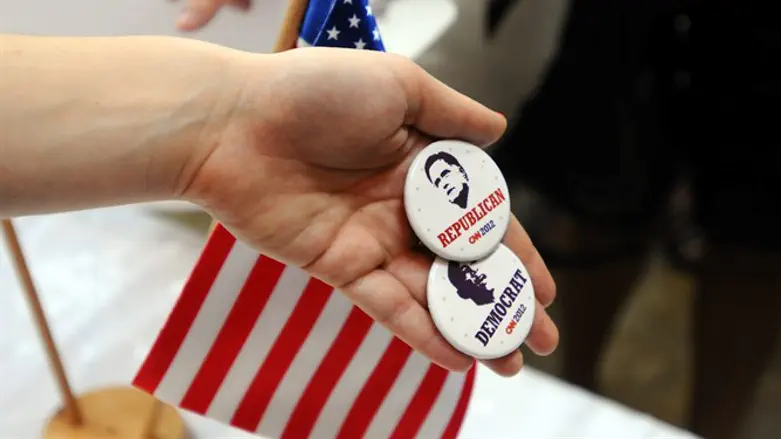 Republican and Democratic pins