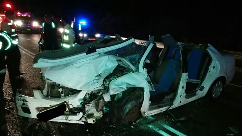 זירת התאונה ליד מושב בצת, הערב