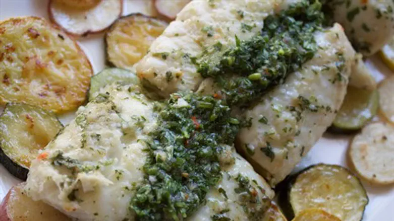Sheet pan chimichurri cod with potatoes and squash