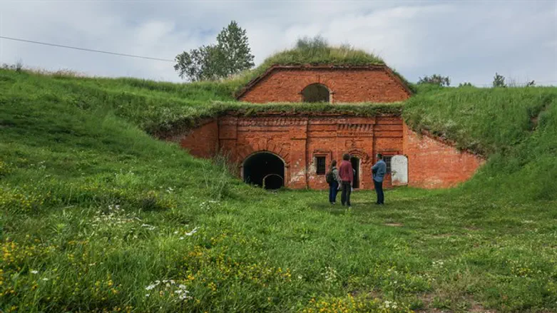 Film crew preparing to record at the former concentration camp known as the Seventh Fort